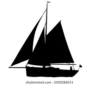 Silhouette of a traditional Oyster Smack fishing boat