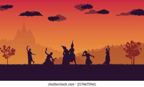 background Thai silhouette traditional
