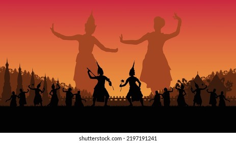 silhouette Thai gradient Dance