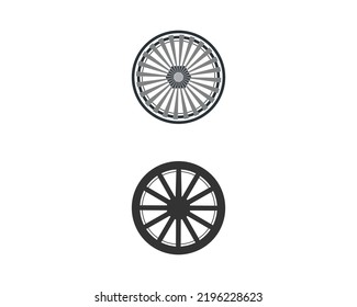 Silhouette Traditional Wooden Cart Wheel