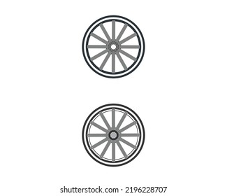 Silhouette Traditional Wooden Cart Wheel