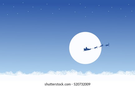 Silhouette of train santa on the sky scenery