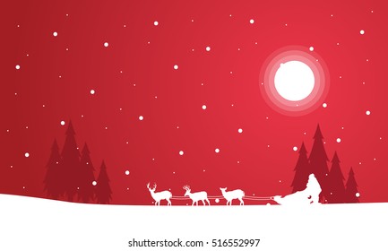 Silhouette of train Santa scenery