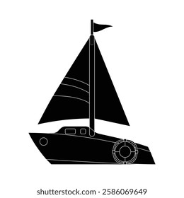 Silhouette transport boat vector clipart flat design