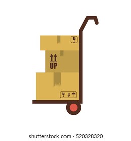 silhouette with transport trolley with boxes