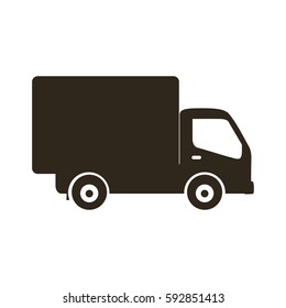 silhouette transport truck with wagon icon flat vector illustration