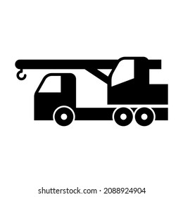 silhouette transportation icon of crane truck,vector illustration