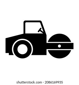 silhouette transportation icon of road roller,vector illustration