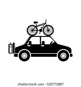 silhouette transporting bicycle and baggage