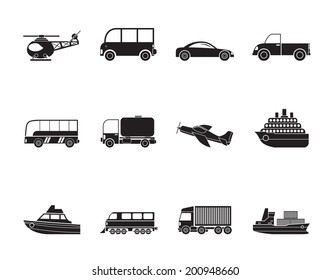 Silhouette Travel and transportation icons - vector icon set