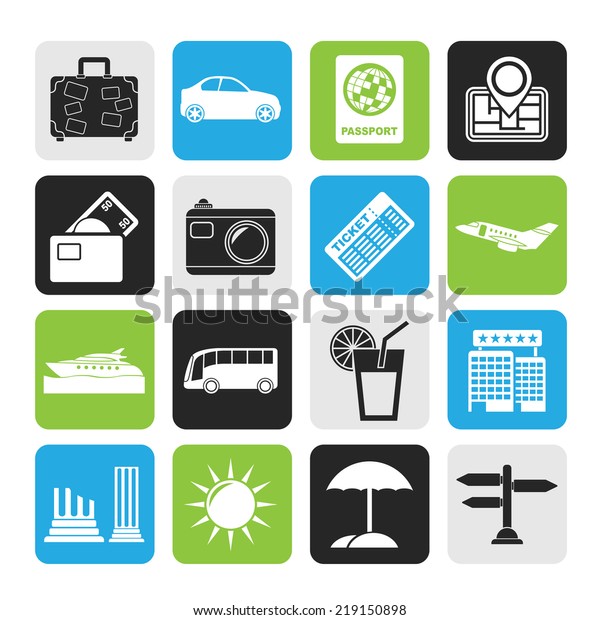 Silhouette\
Travel and vacation icons - vector icon\
set