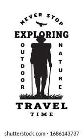 Silhouette of a traveler. Poster, t shirt design and quotes.