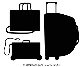 Silhouette of a Traveling Bag with Wheels at the Airport