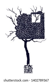 Silhouette of tree with abstract crown - Vector