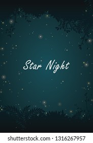 Silhouette tree border with summer night sky background vector for decoration on advertising design artwork.