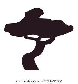 silhouette tree botanical on white background