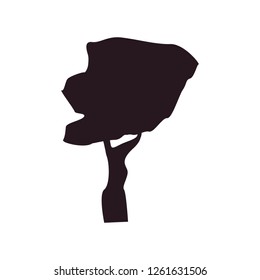 silhouette tree botanical on white background