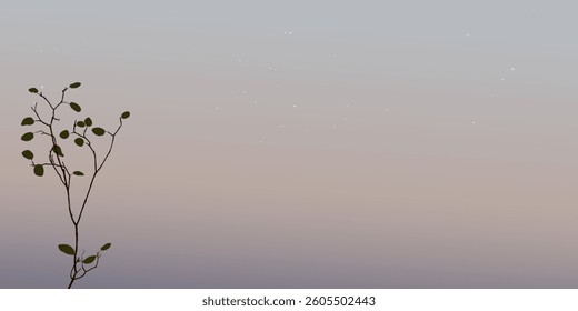 Silhouette of tree branch with leaves have vanilla sky background graphic illustration have blank space.