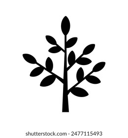 silhouette of a tree and the branch with leaves icon vector