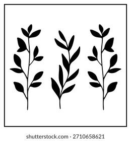 Silhouette tree branch and leaves vector collection