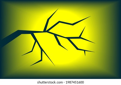 Silhouette of tree branches against solar eclipse background.