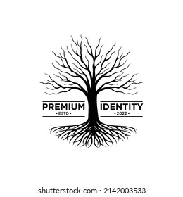 Silueta de ramas de árbol y raíces para el concepto de diseño de logotipo