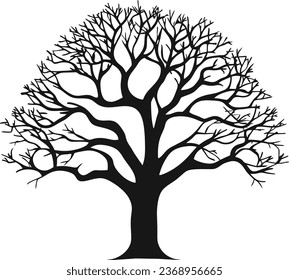 Silhouette of a tree, branches. Vector illustration