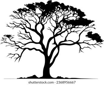 Silhouette of a tree, branches. Vector illustration