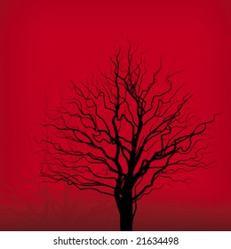 Silhouette tree. CMYK mode. Global colors. Easy color changes.