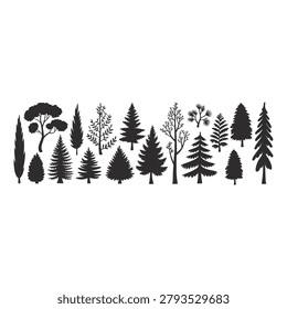Silhouette Tree Collection Keywords: tree, trees, silhouette, forest, nature, pine, fir, cypress