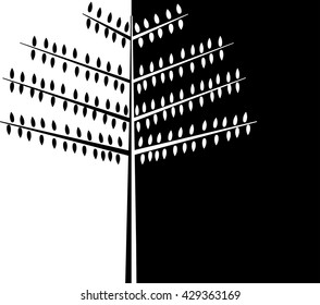Silhouette of tree, concept Yin Yang symbol