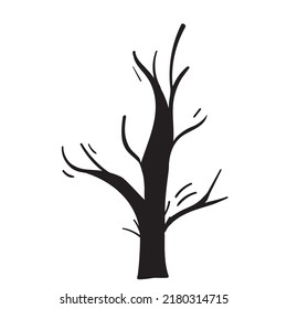 Silhouette of the tree doodle. Vector Illustration