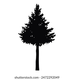 Silueta de un árbol, abeto, pino o abeto. ilustración negra