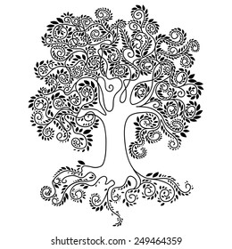 silhouette of a tree with foliage