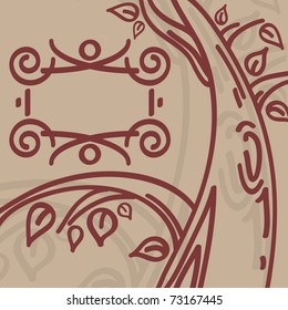 Silhouette of a tree with frame for text