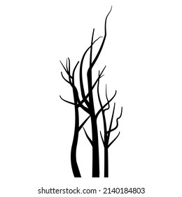 The silhouette of the tree has no leaves. isolated on a white background