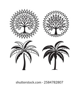 Silhouette tree illustration bundle for digital print and design
