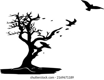 Silhouette Tree Illustration Tattoo Design Vector Stock Vector (Royalty ...