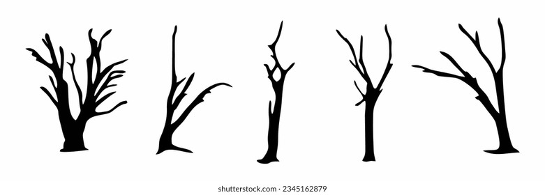 silhouette of tree illustration without leaves, tree vector, white background,