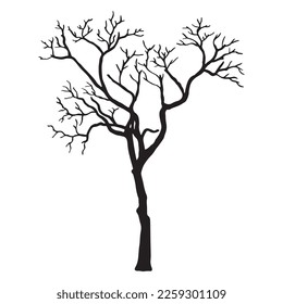 silhouette of a tree isolated. Isolated Dead tree on the white background. Dead tree silhouettes. Vector EPS 10