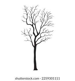 silhouette of a tree isolated. Isolated Dead tree on the white background. Dead tree silhouettes. Vector EPS 10