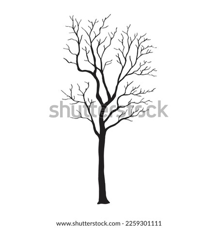 silhouette of a tree isolated. Isolated Dead tree on the white background. Dead tree silhouettes. Vector EPS 10