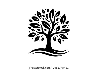 Silhouette Of tree Isolated On White Background
