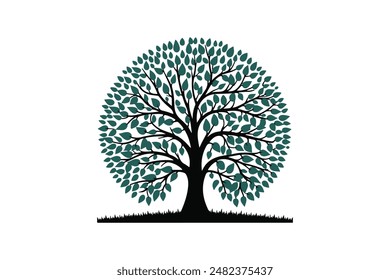 Silhouette Of tree Isolated On White Background