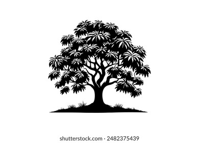 Silhouette Of tree Isolated On White Background