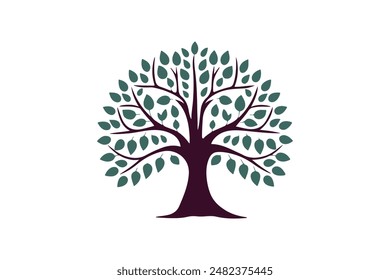 Silhouette Of tree Isolated On White Background