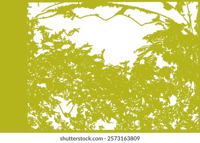 silhouette of tree and leaves of vines without background