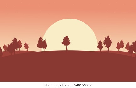 Silhouette of tree lined ladnscape backgrounds