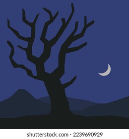 silueta de un árbol en la noche