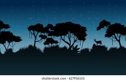 Silhouette tree on the forest scenery